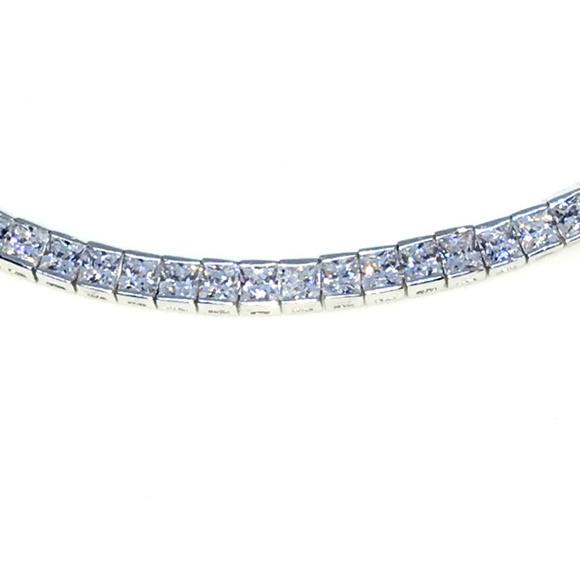 Silver Bezel Princess White CZ Tennis Bracelet